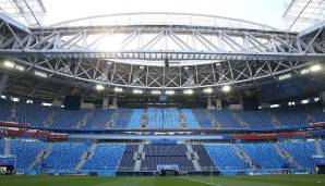 Zenit-Arena (St. Petersburg/Russland, 34.500 Zuschauer = 50 Prozent) - EM-Spiele: 3 Gruppenspiele, 1 Viertelfinale, 3 Vorrundenspiele.