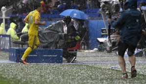 Die ukrainischen Spieler wurden vom Hagel erwischt