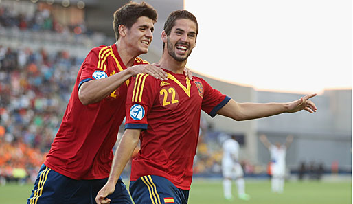 Vorfreude aufs Halbfinale: Spanien will mit Isco (r.) gegen Norwegen ins Finale einziehen