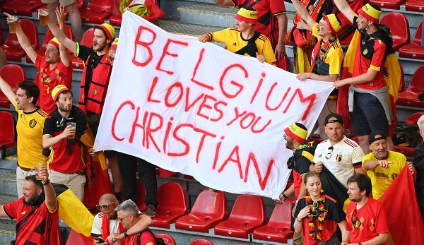 Auch die belgischen Fans im Stadion ehrten Eriksen mit Spruchbändern.