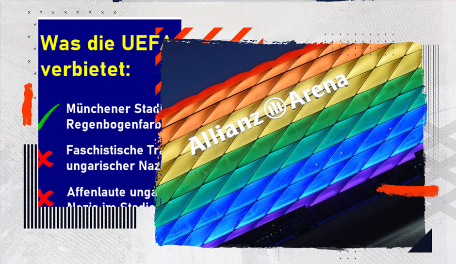 Die UEFA hat das Gesuch der Stadt München abgelehnt, die Allianz Arena beim EM-Spiel Deutschland gegen Ungarn (Mittwoch, 21 Uhr im Liveticker) in Regenbogenfarben zu beleuchten. Das Netz reagierte darauf mit Unverständnis und jeder Menge Sarkasmus.