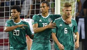 Leroy Sané erzielt das 1:0 für Deutschland gegen Weißrussland.