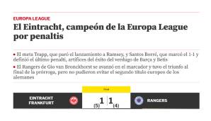 Spanien - Mundo Deportivo: "Nach einem hart umkämpften Spiel, das nach 90 Minuten und 30 Minuten Verlängerung mit einem Unentschieden endete, entschied ein Elfmeterschießen über den kontinentalen Titel zugunsten des Bundesligavertreters."