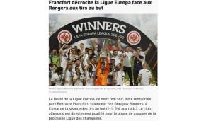 L'Equipe: "Frankfurt holt sich die Europa League gegen die Rangers im Elfmeterschießen."