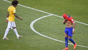 Alexis Sanchez (r.) verschoss gegen Brasilien im Elfmeterschießen
