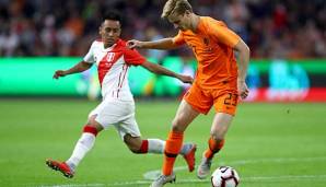 Frenkie de Jong debütierte am vergangenen Donnerstag für die Elftal im Freundschaftsspiel gegen Peru und steuerte gleich eine Torvorlage bei.