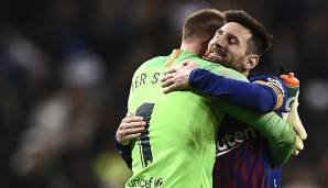 Lionel Messi bedankt sich bei Marc-Andre ter Stegen.