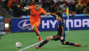 Spielte 120 Minuten im WM-Finale 2010: Gregory van der Wiel, hier im Zweikampf mit Spaniens Cesc Fabregas.