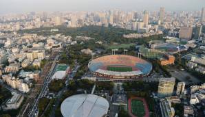 KASUMIGAOKA (Tokio): Das Nationalstadion von Tokio wurde 1958 eröffnet und von Dezember 2014 bis Mai 2015 abgerissen. An gleicher Stelle steht heute das Neue Nationalstadion, das extra für die Olympischen Sommerspiele 2020 erbaut wurde.