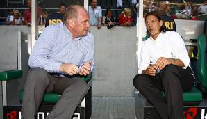 Christian Ziege im Gespräch mit Uli Hoeneß. von 1990 bis 1997 waren sie gemeinsam für den FC Bayern München tätig.