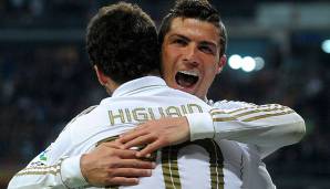 Platz 1: Cristiano Ronaldo & Gonzalo Higuain (Real Madrid, 2011/12): 68 Tore.