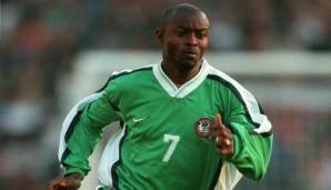 Finidi George. Der pfeilschnelle Rechtsaußen kam 1993 aus Kamerun zu Ajax Amsterdam, wo er umgehend Stammspieler wurde und Teil der Champions-League-Titelmannschaft von 1995 war. Später noch in Spanien aktiv.