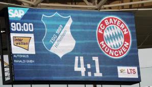 Hoffenheim beendete am Sonntag Bayerns Serie von 21 Bundesliga-Spielen in Folge ohne Niederlage. Wir blicken auf die längsten Serien ohne Pleite in Europas Top-5-Ligen seit 2000. Es zählt dabei nur die jeweils längste Serie eines Klubs (Quelle: opta).