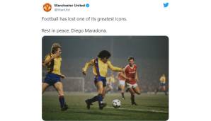 "Der Fußball hat eine seiner größten Ikonen verloren. Ruhe in Frieden, Diego Maradona."