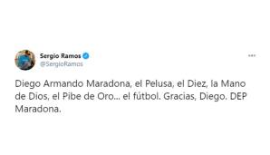 "Diego Armando Maradona, die Zehn, die Hand Gottes, der goldene Junge ... der Fußball. Danke, Diego. Ruhe in Frieden, Maradona."