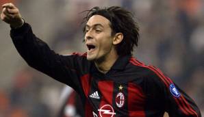 FILIPPO INZAGHI | MILAN | Als schmächtiger, aber äußerst cleverer Stürmer machte Inzaghi im Trikot der Rossoneri jedem Gegenspieler das Leben mehr als schwer. In seinen elf Jahren für Milan gewann er unter anderem zweimal die Champions League.