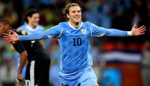 Platz 16: DIEGO FORLAN (Uruguay) - 36 Tore in 112 Länderspielen. Insgesamt sechs Tore bei WM-Endrunden erzielte Forlan, 2010 gewann er bei der WM den Goldenen Ball. Als erster Spieler seines Landes absolvierte er über 100 Länderspiele.