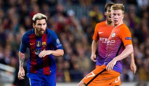 Lionel Messi und Kevin De Bruyne im Duell in der Champions League