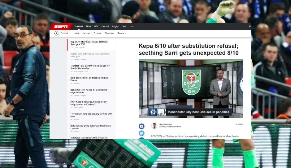 ESPN (USA): "Kepa unterwandert Sarri und wirft einen Schatten auf eine eigentlich gute Leistung von Chelsea"