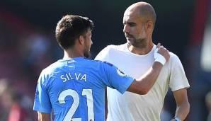 Pep Guardiola und David Silva wollen mit Manchester City die nächsten drei Punkte holen.