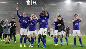 Leicester City bejubelt den 9:0-Sieg beim FC Southampton.