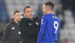 Wollen weiter in der Spitzengruppe der Premier League bleiben: Leicester Citys Toptorjäger Jamie Vardy und Trainer Brendan Rodgers.