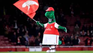 Das beliebte Dinosaurier-Maskottchen des FC Arsenal hat am Dienstag seine Rückkehr gefeiert.