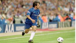 GIANFRANCO ZOLA: Kam 1996 aus Parma und offenbarte Chelsea eine ganz neue Welt - eine, in der Fußball gespielt und gezaubert und nicht nur gekämpft wird. Führte Chelsea zu den Triumphen in der Vor-Abramowitsch-Ära. 2018/2019 Co-Trainer unter Sarri.
