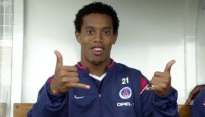 Ronaldinho: Von 2001 bis 2003 bei PSG. Heute: Karriereende.