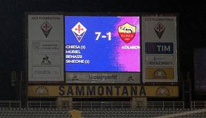 Florenz-Stürmer Chiesa traf dreifach bei der 7:1-Machtdemonstration des AC Florenz gegen den AS Rom.