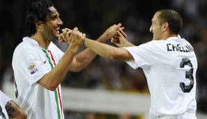 Luca Toni und Giorgio Chiellini waren nicht nur Gegenspieler, sondern standen auch gemeinsam für die italienische Nationalmannschaft auf dem Feld.