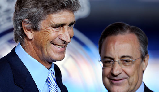 Der Trainer und sein Chef: Manuel Pellegrini (l.) mit Real-Präsident Florentio Perez