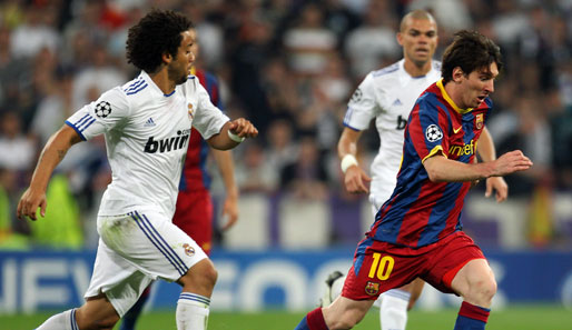 Barcas Lionel Messi (r.) und Marcelo von Real Madrid treffen am 17. Spieltag aufeinander