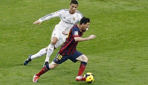 Ronaldo (l.) und Messi kämpfen beiden noch um die Krone des Weltfußballers
