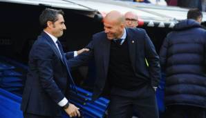 Ernesto Valverde vom FC Barcelona und Zinedine Zidane von Real Madrid verstehen sich bestens