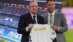 Nach den Begrüßungsworten wurde dann auch das Trikot des Superstars präsentiert - allerdings noch ohne Trikotnummer. Wartet Hazard vielleicht auf die Nummer 7 von Mariano Diaz? Oder gar auf die 10 von Luka Modric?