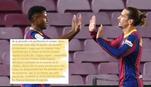 Angreifer Antoine Griezmann vom FC Barcelona hat rassistische Anspielungen in der spanischen Presse in Richtung Teamkollege Ansu Fati aufs Schärfste kritisiert.