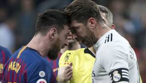 Hier war Sergio Ramos der Aggressor: Rüde räumte das Real-Raubein Messi ab und traf diesen mit dem Ellenbogen im Gesicht. Es folgte eine lange Rudelbildung, in deren Verlauf sich beide Superstars ordentlich die Meinung geigten.