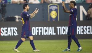 Die beiden Offensiv-Superstars Neymar JR und Lionel Messi als sie noch zusammen für Barca aufliefen.
