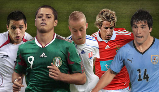Von links: Alexis Sanchez, Javi Hernandez, Miroslav Stoch, Coentrao, Nicolas Lodeiro