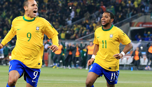 Luis Fabiano (l.) und Robinho haben sich auch für das Spiel gegen Portugal einiges vorgenommen.