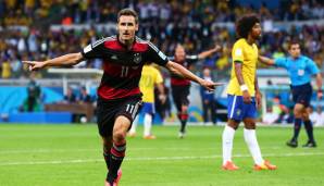 Miroslav Klose feiert sein WM-Rekordtor im Halbfinale gegen Brasilien.