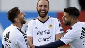 Lionel Messi, Gonzalo Higuain und Sergio Agüero im Training der argentinischen Nationalmannschaft.