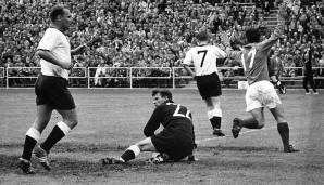 08. Juni 1958 in Malmö: Deutschland - Argentinien 3:1, für Deutschland trafen Helmut Rahn (2x) und Uwe Seeler.