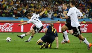 13. Juni 2010 in Durban (Südafrika): Deutschland - Australien 4:0, für Deutschland trafen Lukas Podolski, Miroslav Klose, Thomas Müller und Cacau.