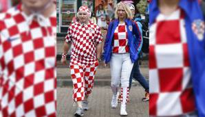 Kroate von Kopf bis Fuß: Solche Outfits sind in Zagreb an diesem Sonntag ganz normal.