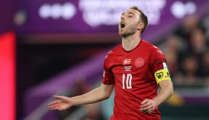 Dänemarks Kapitän Christian Eriksen ist gegen starke Tunesier zum Auftakt der WM 2022 wenig gelungen.