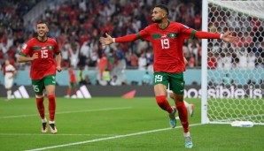 Youssef En-Nesyri trifft für Marokko zum 1:0.