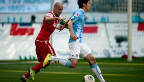 Osako (r.) hatte die beste Chance für den TSV 1860 München gegen den 1. FC Köln