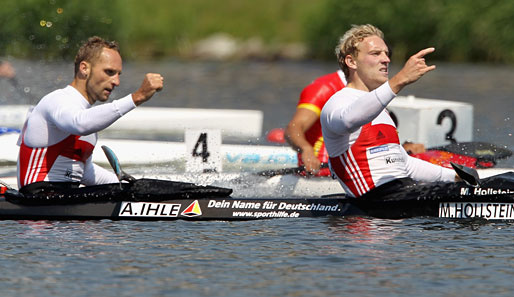 Martin Hollstein und Andreas Ihle siegten im Zweierkajak über 1.000 Meter